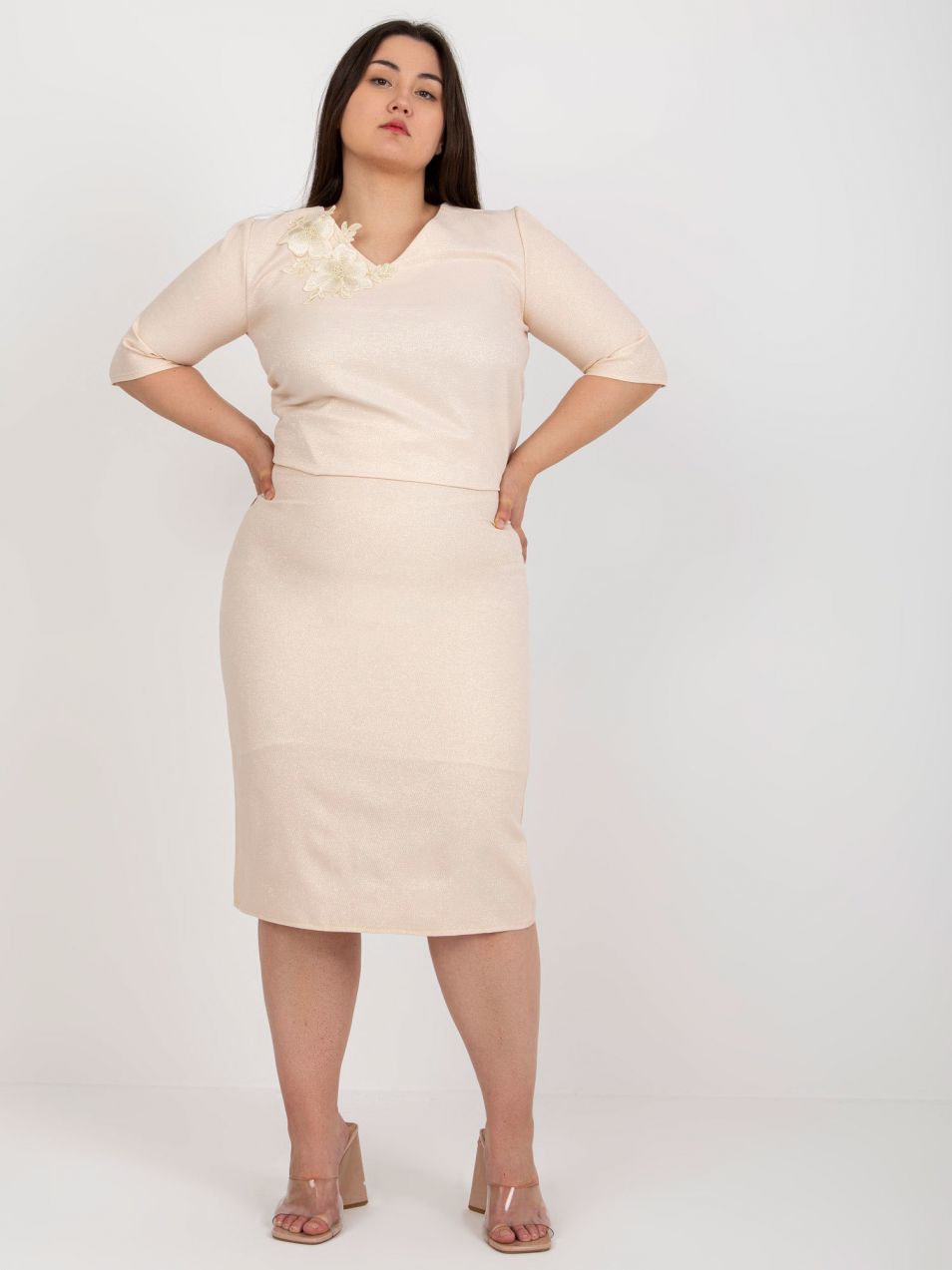 Light peach pencil skirt plus sizes