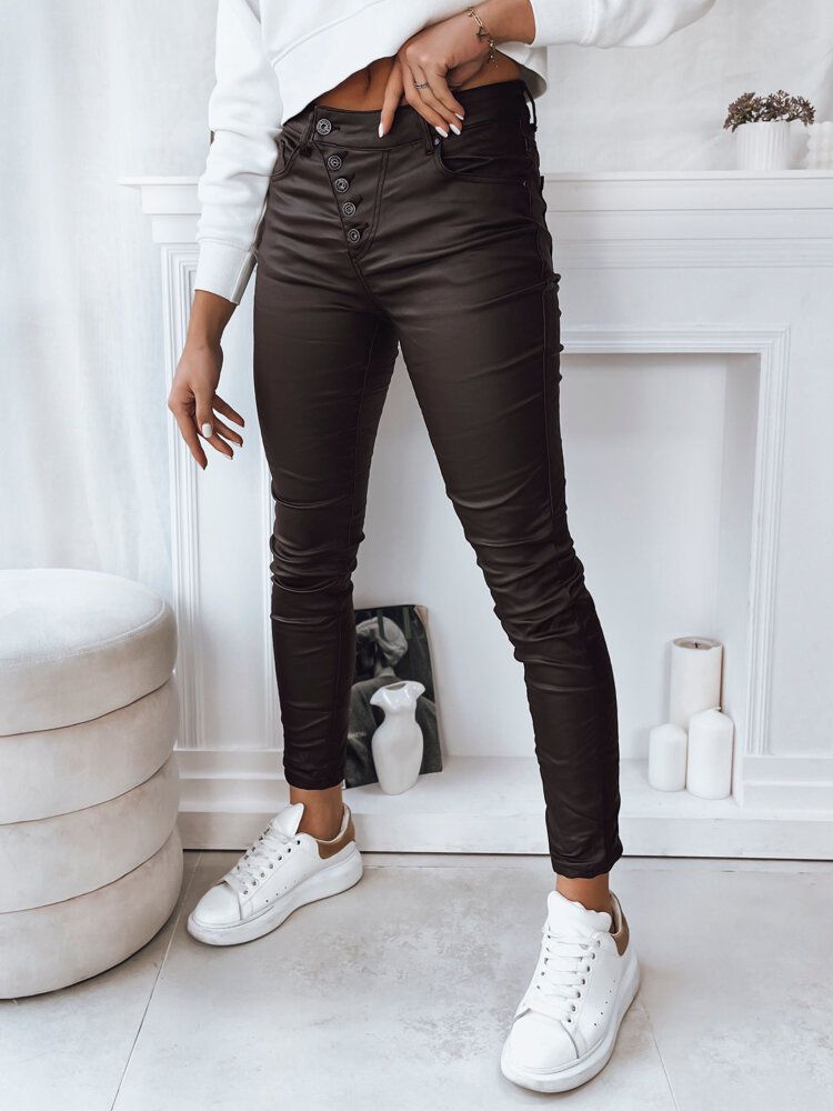 Women's waxed trousers KARLA, dark brown, Dstreet