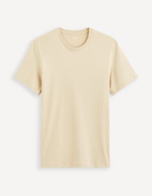 Béžové pánske basic tričko Celio Tebase