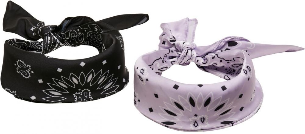Satin scarf 2-pack black/lilac