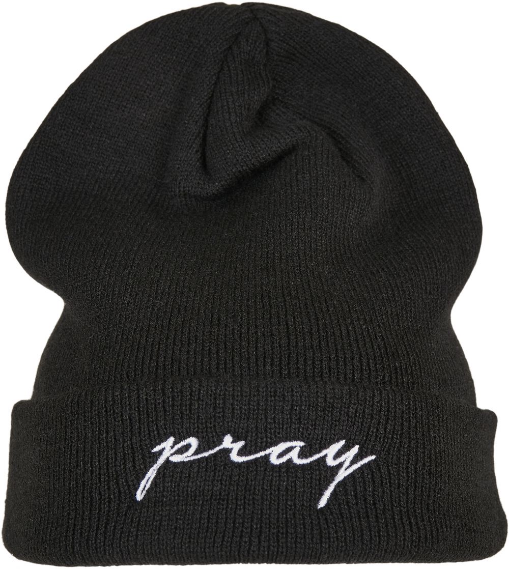 Pray Embroidery Beanie Black/White