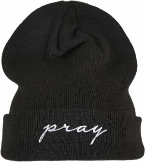 Pray Embroidery Beanie Black/White