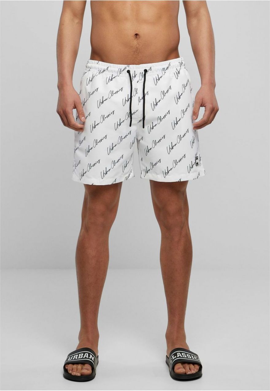Swim Shorts Pattern whitescriptlogo