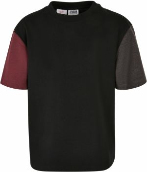 Boys' Organic Oversized T-Shirt Colorblock Black
