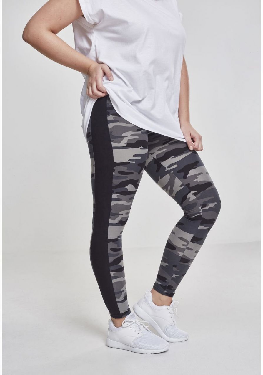 Dámske legíny s maskáčovým pruhom darkcamo/čierne
