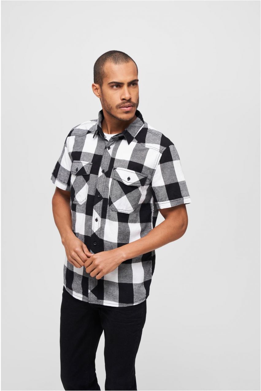 Shirt with half sleeves white/black