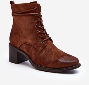 Women's lace-up low-heeled shoes, brown Serellia