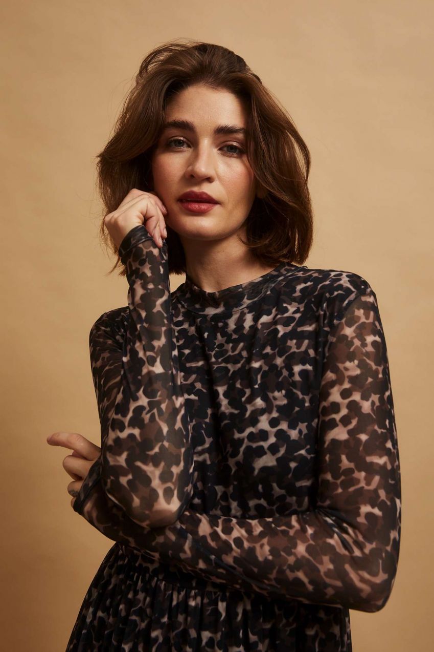 Midi dress with leopard pattern
