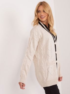 Light beige knitted women's cardigan