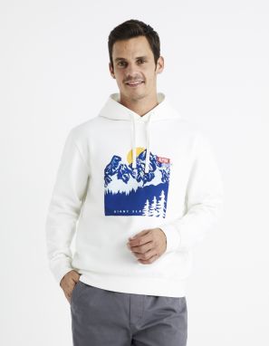 Biela pánska mikina s kapucňou Celio Ceslalom
