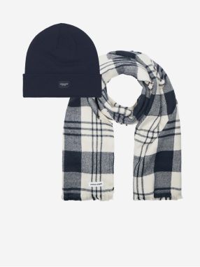 Sada pánskej čiapky a šály v tmavo modrej farbe Jack & Jones Frost