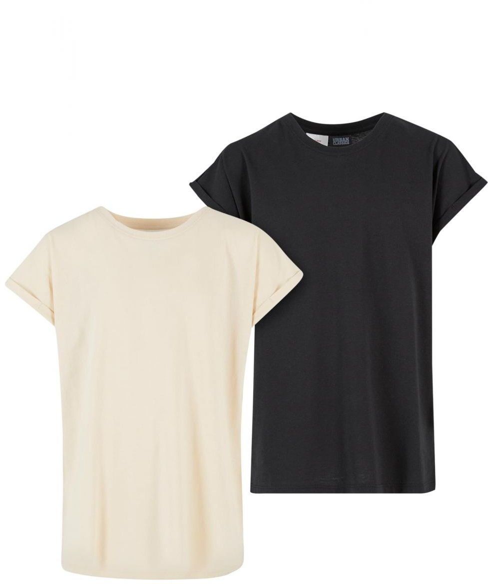 Girls' Extended Shoulder Tee - 2 Pack Cream/Black
