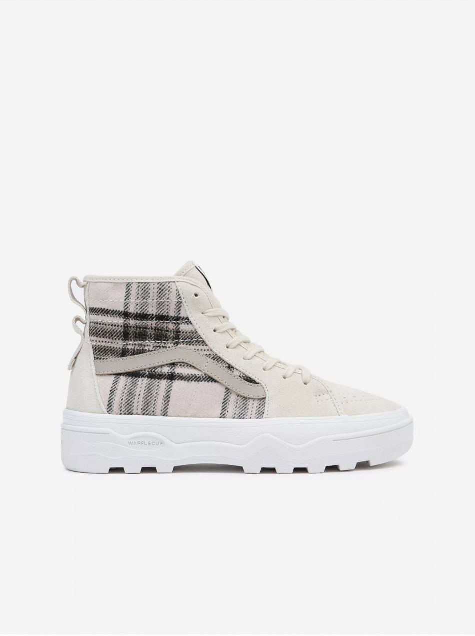 Béžové dámske vzorované členkové kožené tenisky VANS