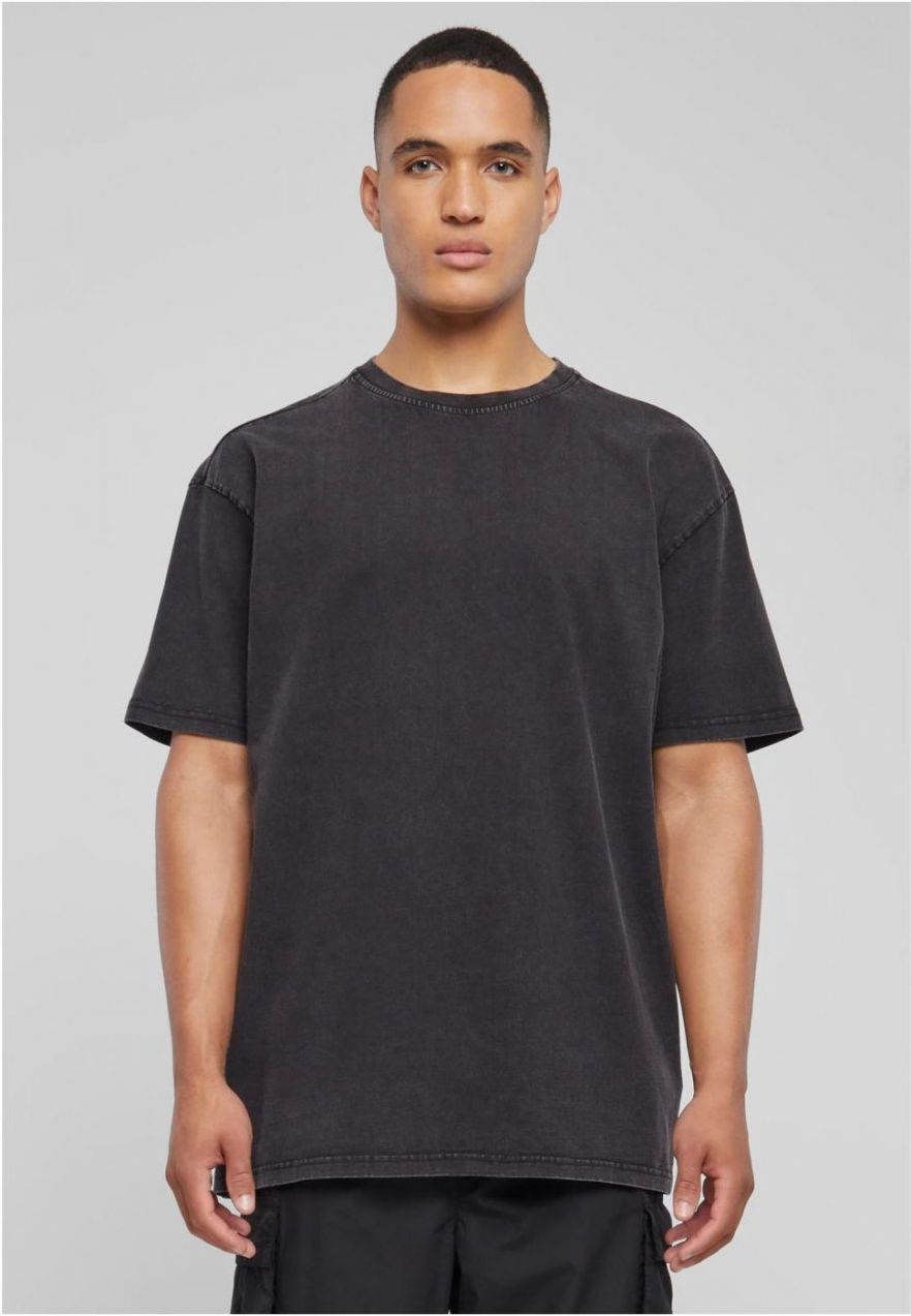 Láska k sebe najprv Acid Washed Heavy Oversize tričko čierne