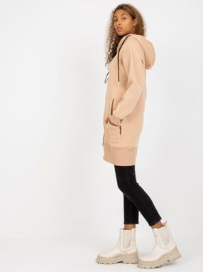 RUE PARIS beige long zippered base hoodie