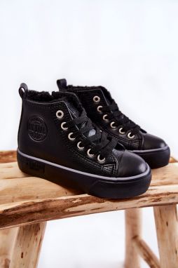 Detské vysoké tenisky na zips Big Star KK374228 čierne