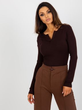 Women's blouse with long sleeves - brown