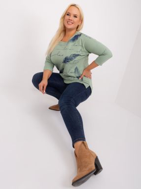 Pistachio women's plus size blouse with appliqués
