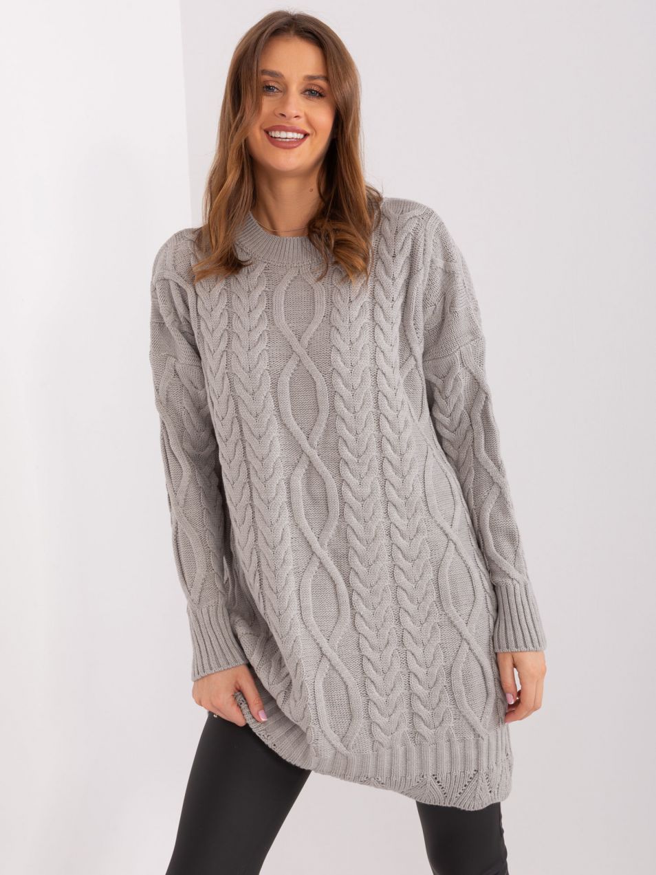 Grey cable knit dress from RUE PARIS