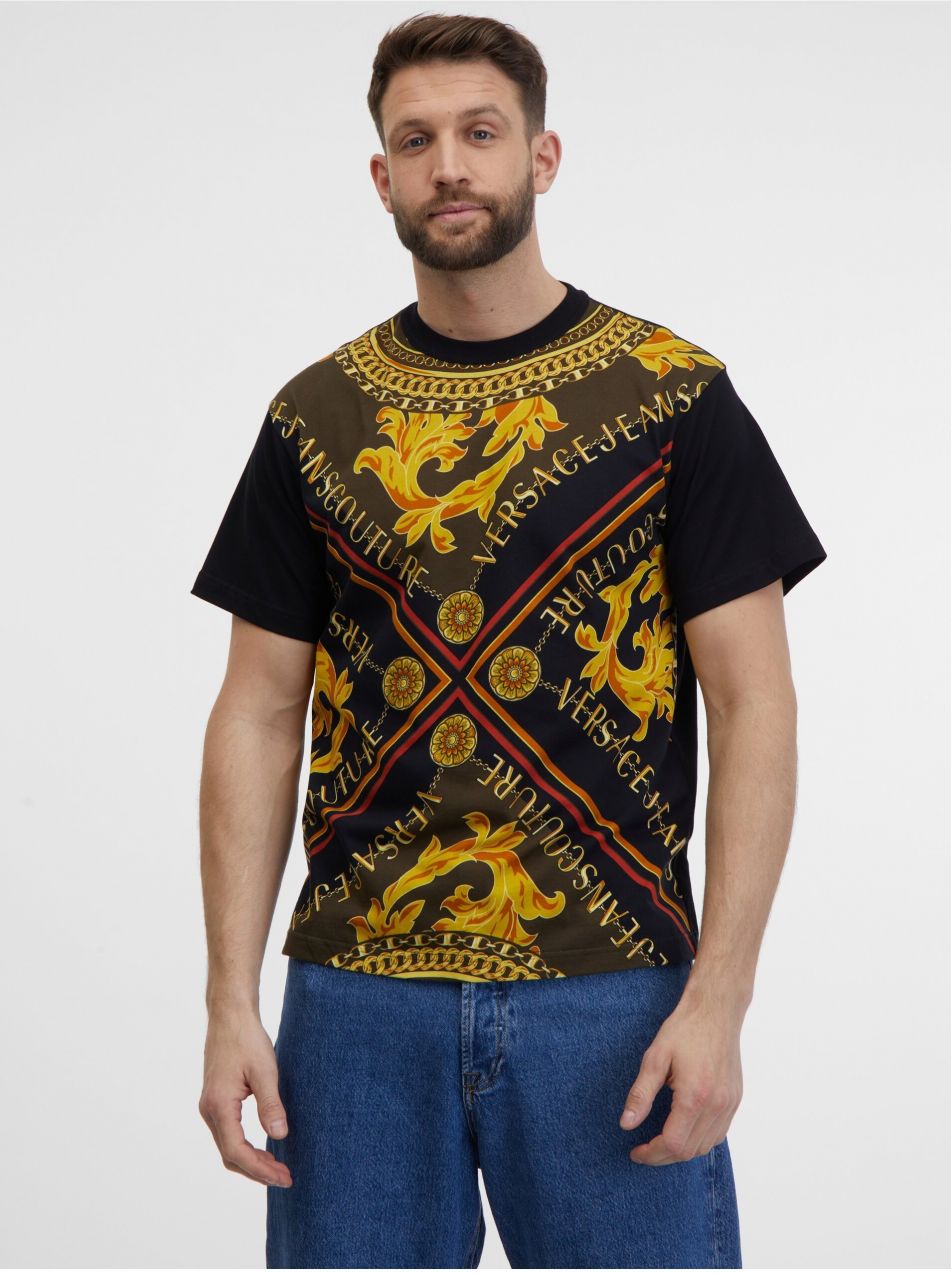 Čierne pánske vzorované tričko Versace Jeans Couture