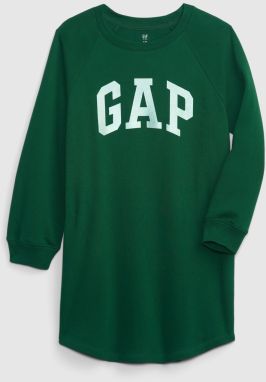 Tmavozelené dievčenské mikinové šaty s logom GAP