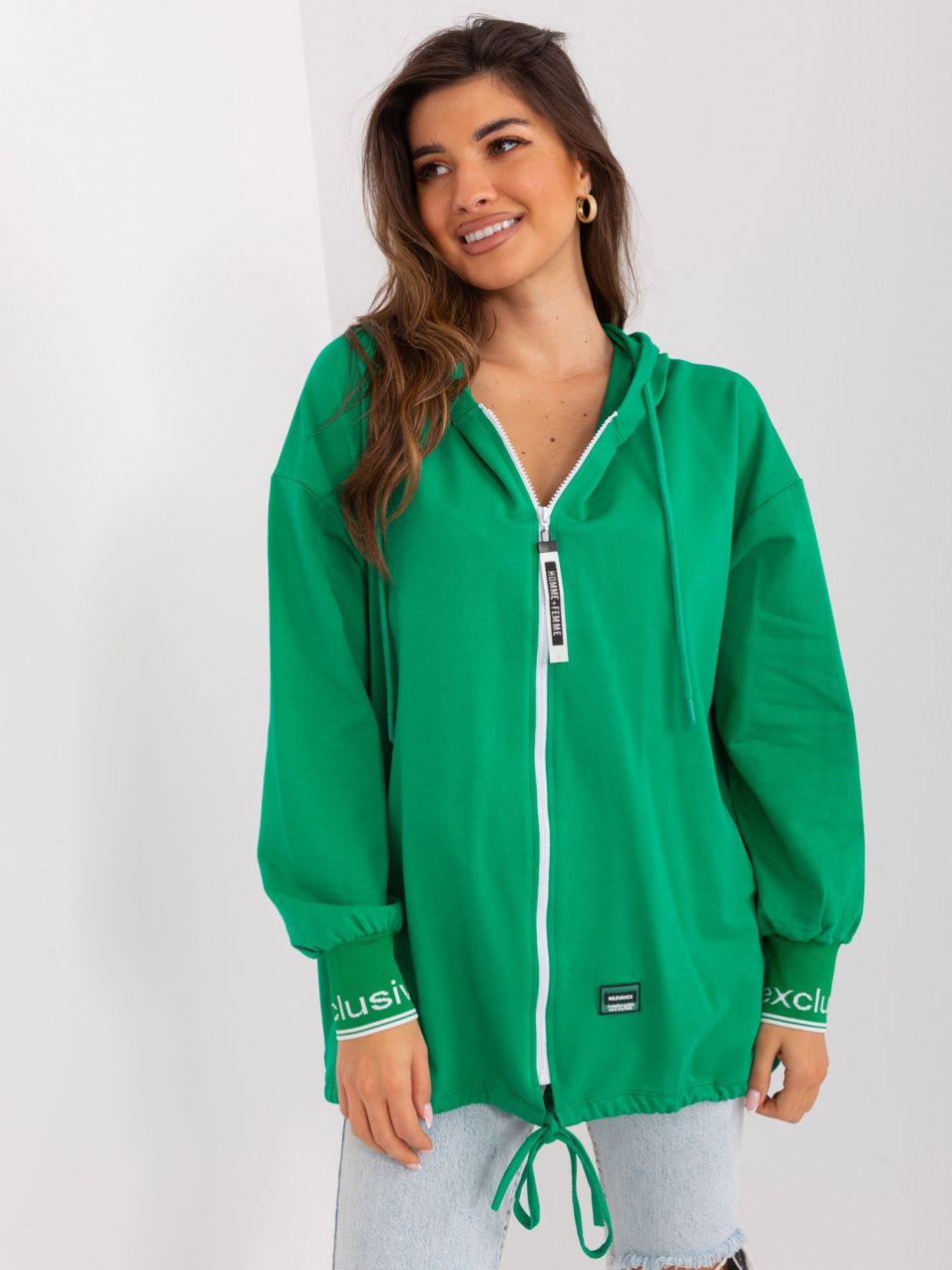 Green long hoodie
