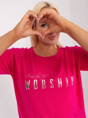 Cotton fuchsia blouse in a larger size with appliqué