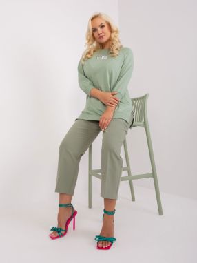 Pistachio blouse plus size with cuffs