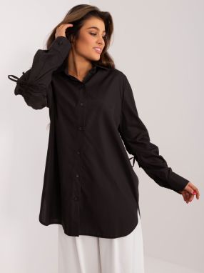 Black long oversize shirt with collar