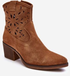 Suede Openwork D&A Camel Cowboy Boots