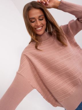 Dusty pink asymmetrical sweater with braids