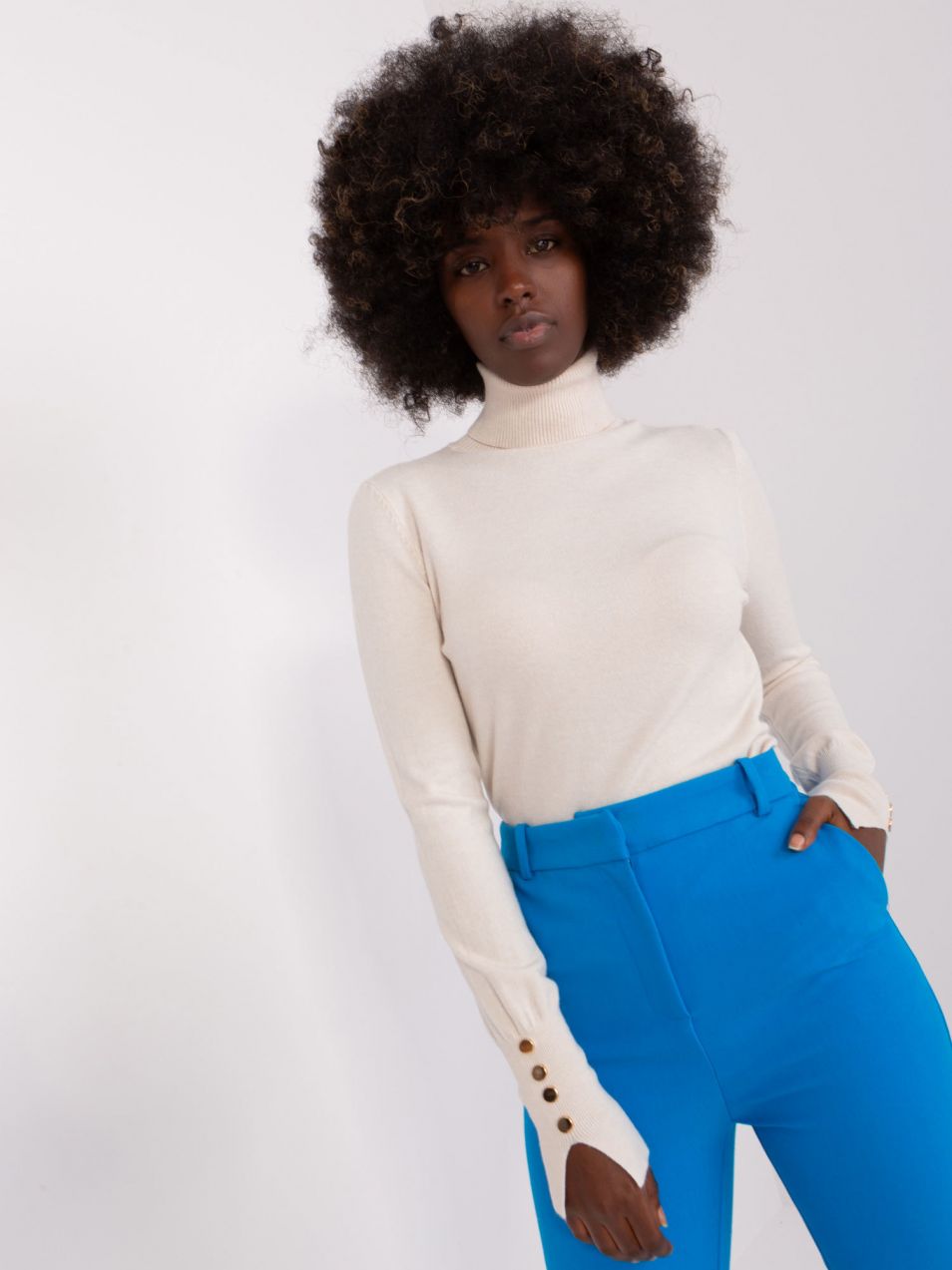 Light beige women's turtleneck with viscose