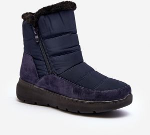Women's snow boots with fur, Navy Blue Primose