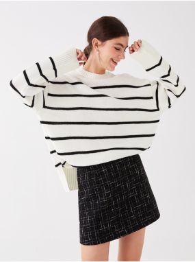 LC Waikiki Dámska posádka krk pruhovaný dlhý rukáv oversized pletený sveter