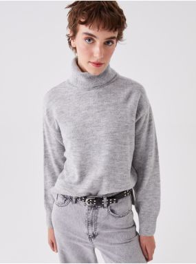 LC Waikiki Dámsky rolák hladký dlhý rukáv oversize pletený sveter