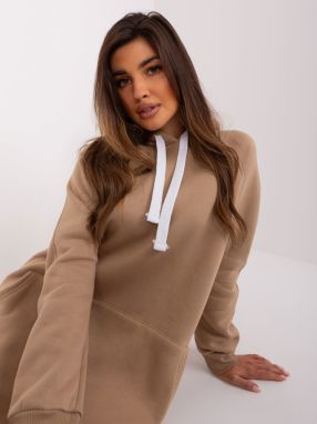Dark beige long kangaroo hoodie