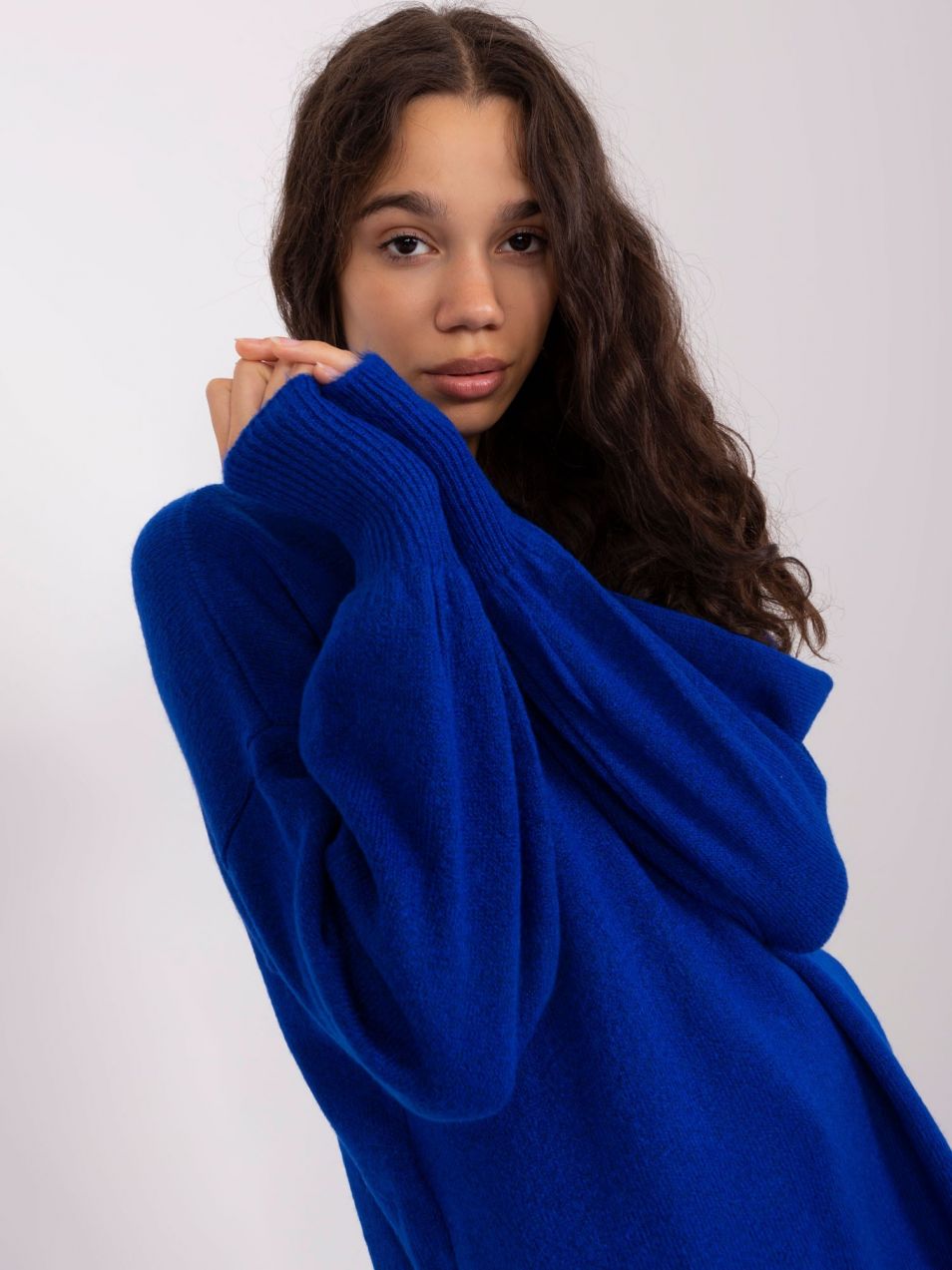 Cobalt blue oversize sweater with cuffs