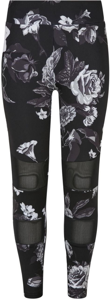 Girls' Tech Mesh AOP Leggings Dark Flowers aop