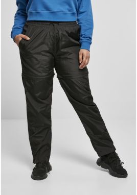 Women's Shiny Crinkle Nylon Zipper Pants Black
