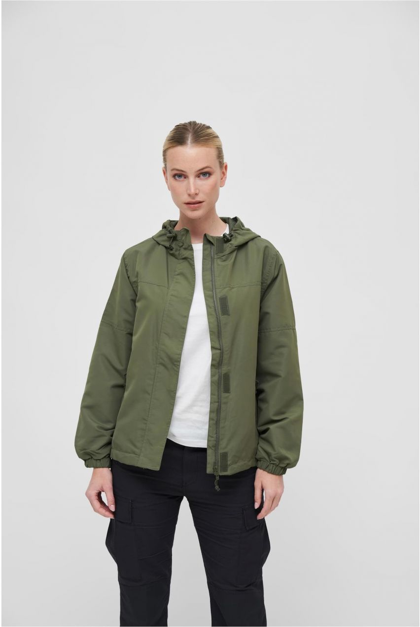 Women's summer windbreaker with front zipper olive