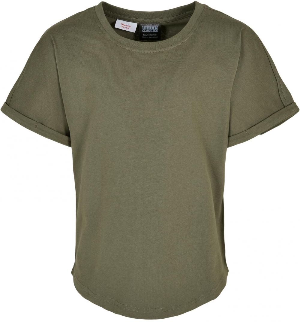 Boys Long Shaped Turnup Olive Tee