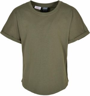 Boys Long Shaped Turnup Olive Tee