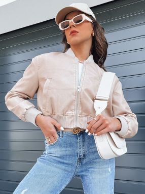Women's leather bomber jacket SANTOL beige Dstreet
