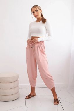 Wide-leg trousers with pockets - dark powder pink