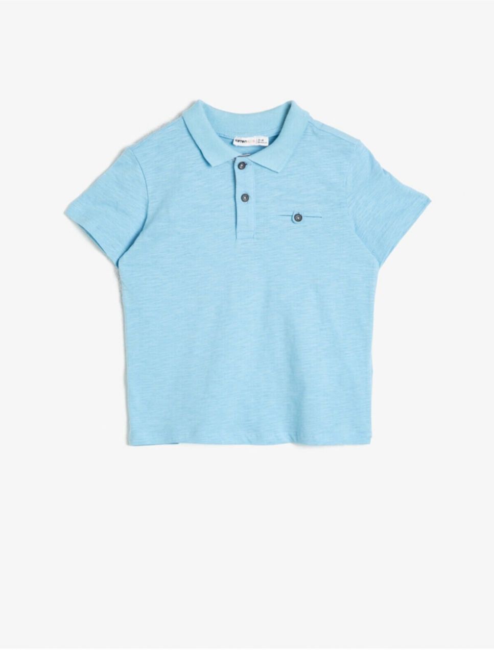 Koton Polo Neck Cotton Fabric Buttoned T-Shirt with Buttoned Chest Short Sleeves.