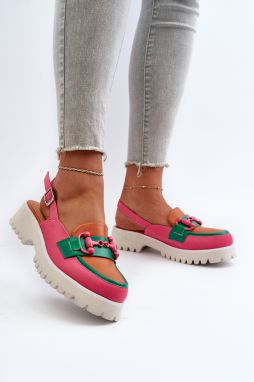 Women's flat-heeled sandals with orange D&A trim