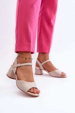 Women's low-heeled sandals made of eco leather Sergio Leone light grey