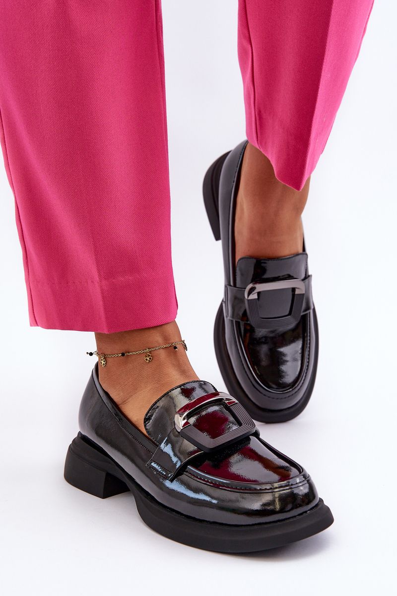 Women's patent leather loafers Black Fidodia