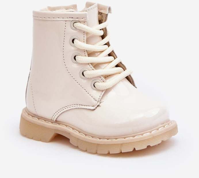 Children's patent leather ankle boots with zipper, Beige Tibbie