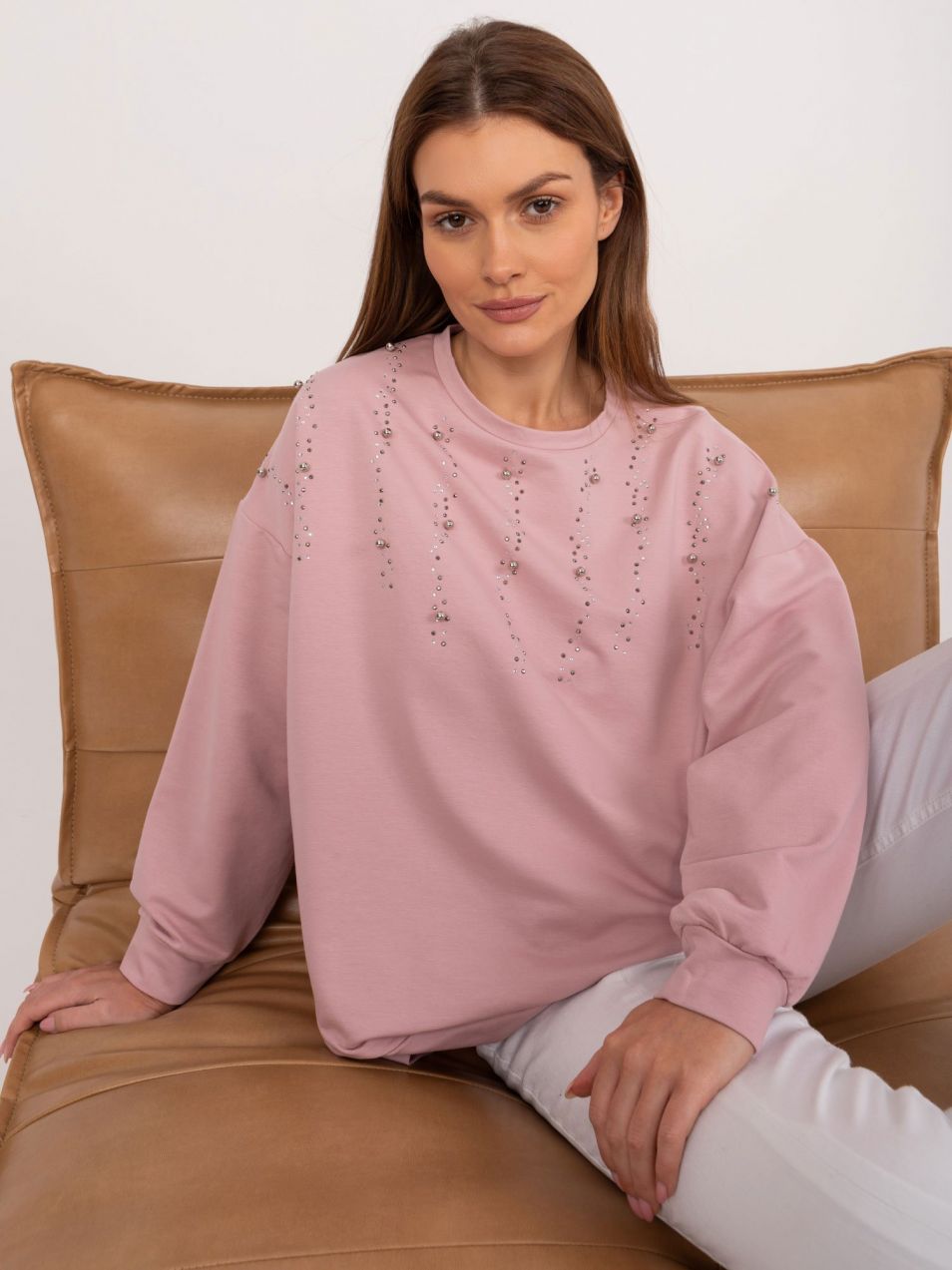 Dusty Pink Asymmetrical Hoodless Sweatshirt